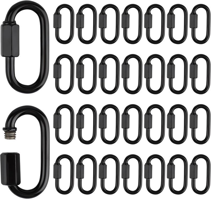ARPOVIST 30 Pack M4 Quick Link Chain Connectors, Black Heavy Duty D Shape Locking Quick Link Metal Chain Repair Links for Camping Hammock Outdoor Equipment Key Rings Rigging - Image 1